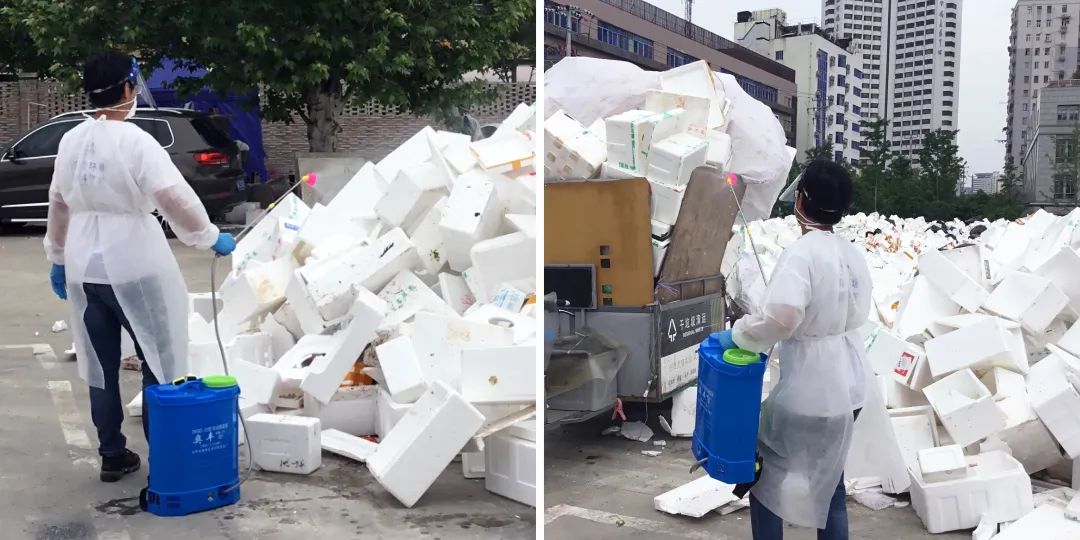 泡沫箱消杀现场